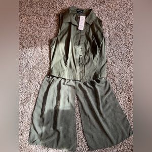 Olive green top with sheer back side